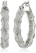Load image into Gallery viewer, Plated Bronze Diamond Accent Twisted Hoop Earrings
