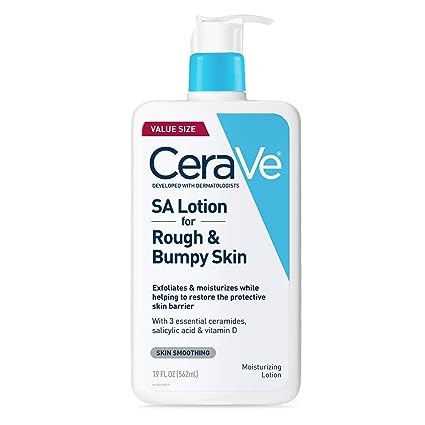 CeraVe SA Lotion for Rough & Bumpy Skin | Vitamin D, Hyaluronic Acid, Lactic Acid & Salicylic Acid Lotion | Fragrance Free & Allergy Tested | 19 Ounce