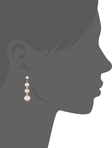 14k Yellow Gold Graduated 6.5-9.5mm Pink Freshwater Cultured Pearl with Sparkling Beads Dangle Earrings