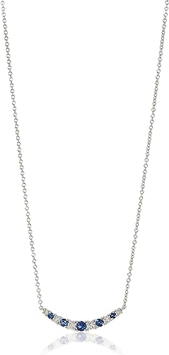 0.22 cttw Lab Grown Diamond and Gemstone 925 Sterling Silver Curved Cluster Bar Pendant Necklace (H-I Color, I1 Calarity)