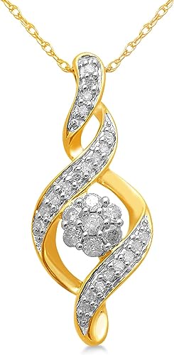 10K Diamond Twist Pendant Necklace (1/4 cttw)
