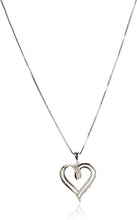 Load image into Gallery viewer, Sterling Silver Diamond Double Heart Pendant Necklace (1/10 cttw),18&quot;
