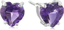 Load image into Gallery viewer, 10k White Gold Gemstone Heart Stud Earrings for Women with Butterfly Backs
