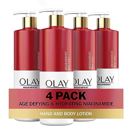 Olay Body Lotion for Women, Age Defying & Hydrating Dry Skin with Niacinamide 17 fl oz (Pack of 4)