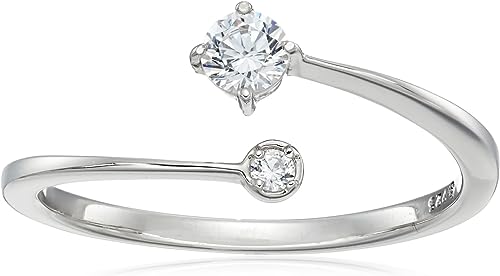 Sterling Silver Infinite Elements Cubic Zirconia 2-Stone Round Ring, Size 6