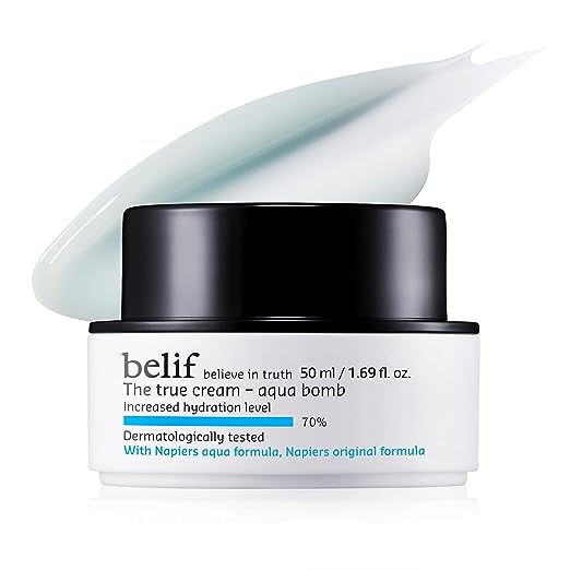 belif The True Cream Aqua Bomb Lightweight Face Moisturizer for All Skin Types Fast Absorbing Facial Cream Improves Moisture Barrier