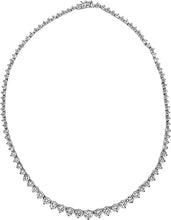 Load image into Gallery viewer, Sterling Silver Infinite Elements Cubic Zirconia Fancy Pink Round-Cut Graduated Riviera Necklace
