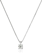 Load image into Gallery viewer, 925 Sterling Silver 6mm Cushion Cut March Birthstone Aquamarine Solitaire Pendant Necklace for Women with 18 inch Box Chain
