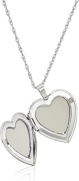 Sterling Silver Heart with Hand Engraved Butterfly Locket Necklace, 18"
