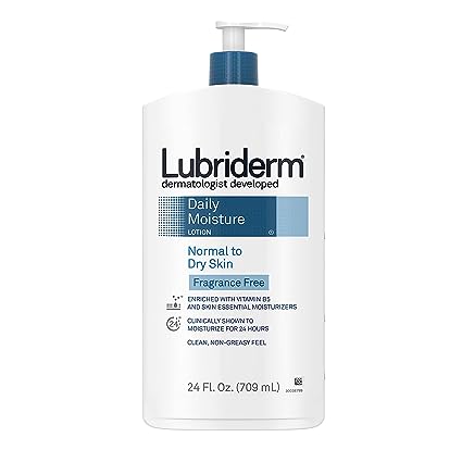 Lubriderm Daily Moisture Hydrating Unscented Body Lotion Fragrance-Free Lotion, 24 fl. oz