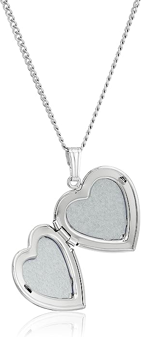 Sterling Silver Polished Heart Locket Pendant Necklace