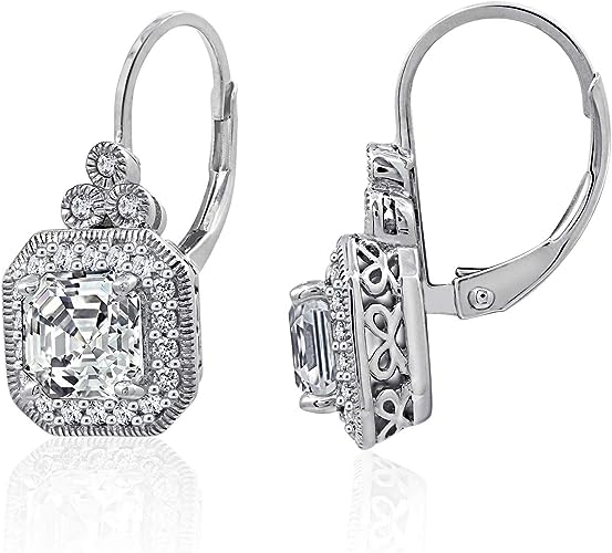 Sterling Silver Infinite Elements Zirconia Asscher-Cut Antique Drop Earrings