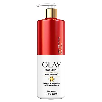Olay Body Lotion for Women, Age Defying & Hydrating Dry Skin with Niacinamide 17 fl oz (Pack of 4)