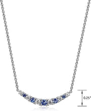Load image into Gallery viewer, 0.22 cttw Lab Grown Diamond and Gemstone 925 Sterling Silver Curved Cluster Bar Pendant Necklace (H-I Color, I1 Calarity)
