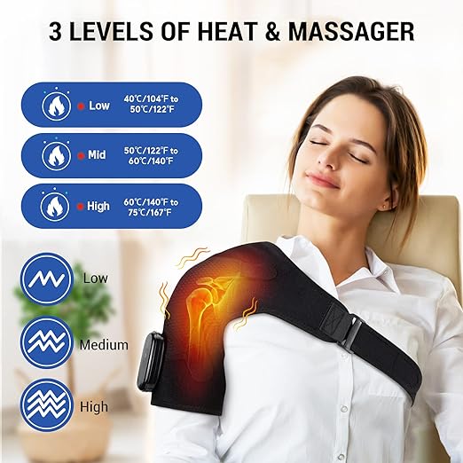 ERHIVORA Heated Shoulder Brace for Women Men, Shoulder Massager Shoulder Heating Pad for Neck and Shoulder Deep Issue