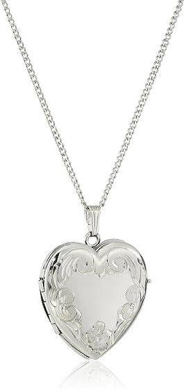 Engraved Four-Picture Heart Locket, 20"