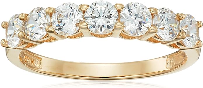10k Gold 7-Stone Round cut Made with Infinite Elements Cubic Zirconia Ring