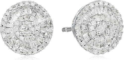 Sterling Silver Diamond Round Stud Earrings (1/2 cttw)