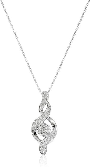 10K Diamond Twist Pendant Necklace (1/4 cttw)