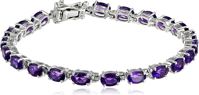 925 Sterling Silver Tennis Bracelet for Women with 6 x 4mm Oval Cut Birthstones