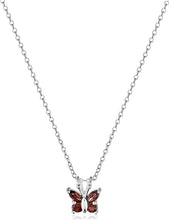 Load image into Gallery viewer, Sterling Silver Gemstone Butterfly Pendant Necklace, 18&quot;
