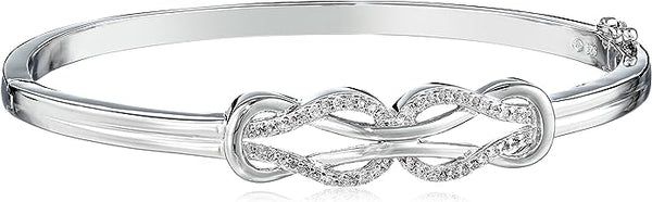 terling Silver Diamond Double Knot Bangle Bracelet (1/4 cttw, J Color, I3 Clarity)