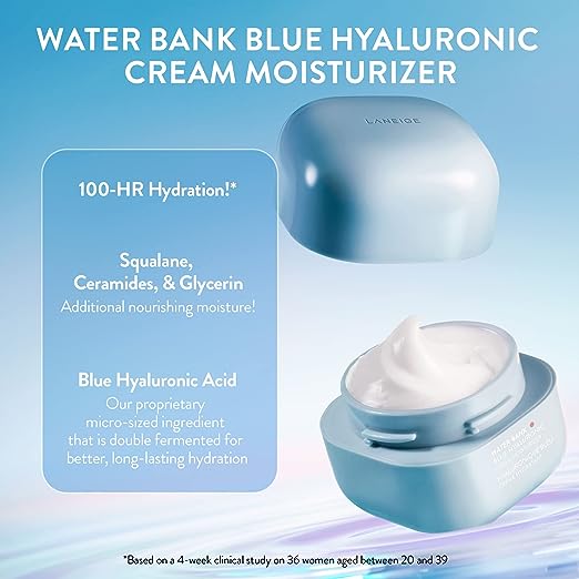 LANEIGE Water Bank Blue Hyaluronic Cream Moisturizer: Hydrate and Nourish