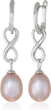 Load image into Gallery viewer, 8.5-9mm Pink Freshwater Cultured Pearl Infinity Dangle Earrings
