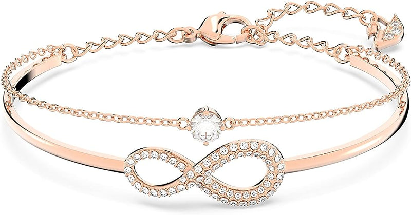 SWAROVSKI Infinity Twist Jewelry Collection, Bracelets & Necklaces, Rhodium & Rose Gold Tone Finish, Clear Crystals