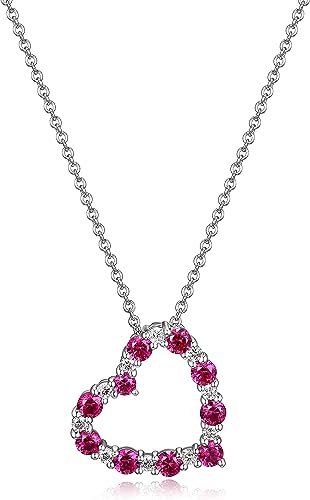 1/6 CT TW Lab Grown Diamond Heart Pendant Necklace with Cable Chain in Platinum Over Sterling Silver, 18