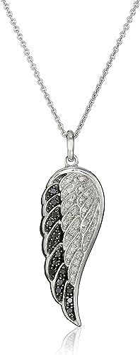 White Diamond Angel Wing Pendant Necklace (1/5 cttw), 18"