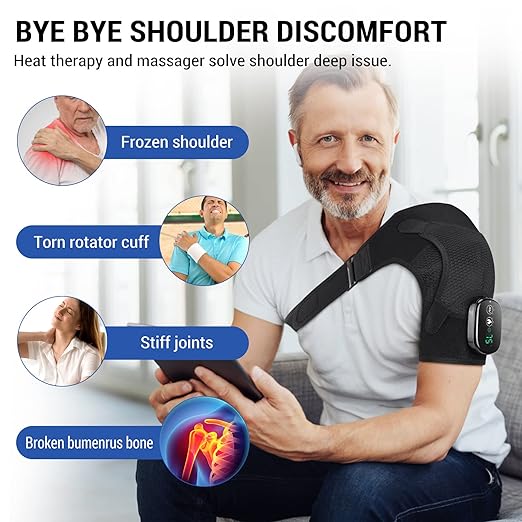 ERHIVORA Heated Shoulder Brace for Women Men, Shoulder Massager Shoulder Heating Pad for Neck and Shoulder Deep Issue