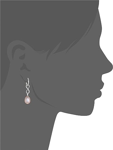 8.5-9mm Pink Freshwater Cultured Pearl Infinity Dangle Earrings