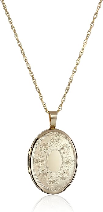 Oval Hand Engraved Locket Necklace, 18"