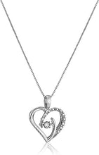 Load image into Gallery viewer, 1/10 Carat Dancing Diamond Heart Pendant Necklace for Women in Sterling Silver with 18 Inch Box Chain (0.1cttw, J-K Color, I2-I3 Clarity)
