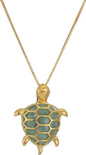 Load image into Gallery viewer, Sterling Silver Genuine Green Jade Turtle Pendant Necklace, 18&quot;
