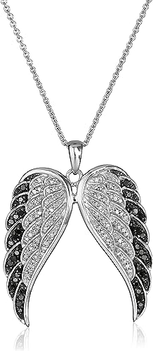 White Diamond Angel Wings Pendant Necklace (1/2 cttw), 18"