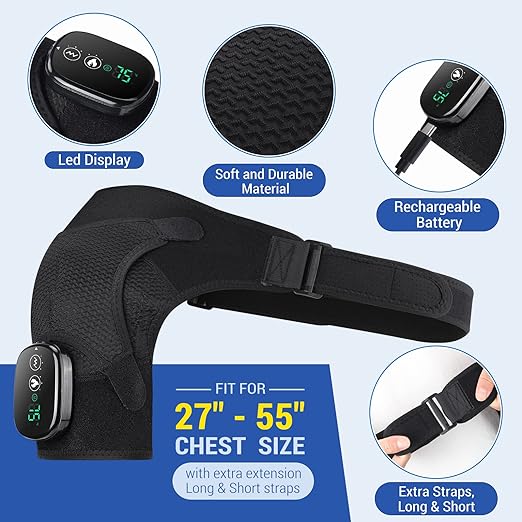 ERHIVORA Heated Shoulder Brace for Women Men, Shoulder Massager Shoulder Heating Pad for Neck and Shoulder Deep Issue