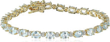 Load image into Gallery viewer, 18k Yellow Gold Plated Sterling Silver Genuine Gemstones and Diamond Accent Tennis Bracelet
