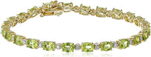 Load image into Gallery viewer, 18k Yellow Gold Plated Sterling Silver Genuine Gemstones and Diamond Accent Tennis Bracelet
