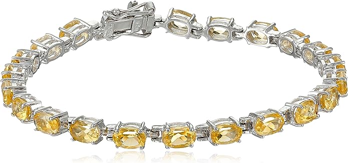 925 Sterling Silver Tennis Bracelet for Women with 6 x 4mm Oval Cut Birthstones