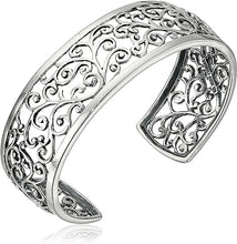 Load image into Gallery viewer, Sterling Silver Filigree Open Cuff Bracelet

