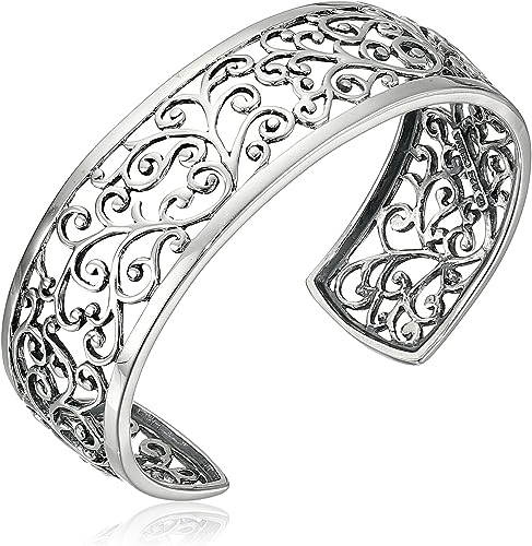 Sterling Silver Filigree Open Cuff Bracelet