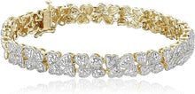 Load image into Gallery viewer, 18k Yellow Gold Plated Sterling Silver Genuine Diamond Hearts Bracelet (1/10 cttw, I-J Color, I2-I3 Clarity), 7.25&quot;

