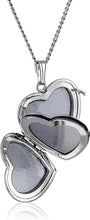 Load image into Gallery viewer, Sterling Silver Diamond-Accented Four-Picture Heart Locket Necklace, 18&quot;
