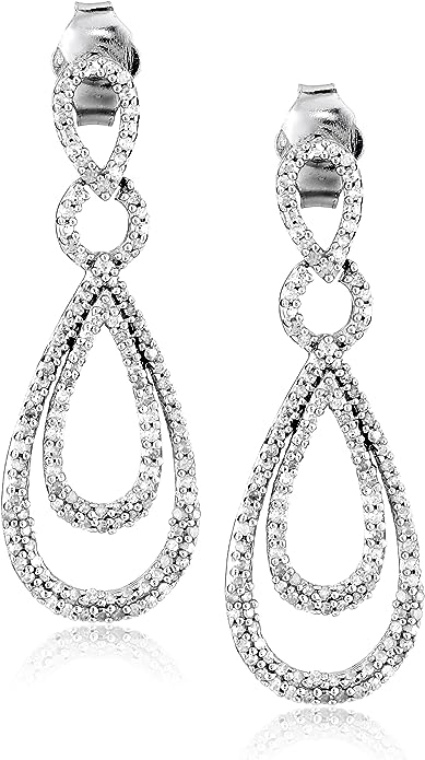 Sterling Silver Diamond Drop Earrings (1/2 cttw)