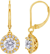 Load image into Gallery viewer, 10K Gold Infinite Elements Cubic Zirconia Clear Round Halo Lever back Earrings
